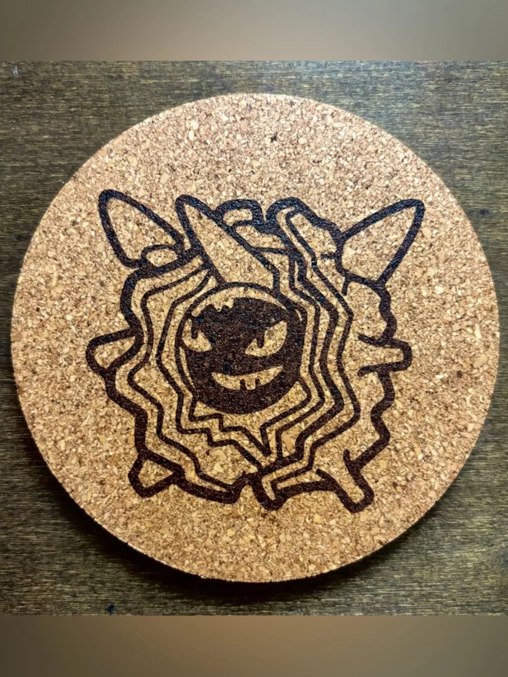 Pokemon Cloyster Face Laser Engraved Cork Coaster